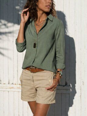 High Quality Olive Green Shirt | Boutique Style Italian-Inspired Blouse